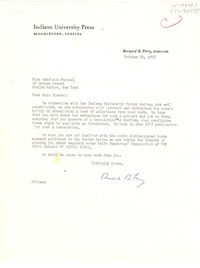 [Carta] 1955 oct. 21, [Bloomington, Indiana, Estados Unidos] [a] Gabriela Mistral, Roslyn Harbor, New York, [Estados Unidos]