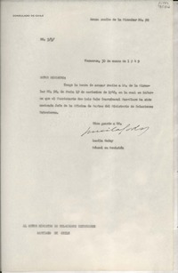 [Oficio] N° 33, 1949 ene. 30, Veracruz, [México] [al] Señor Ministro de Relaciones Exteriores, Santiago de Chile