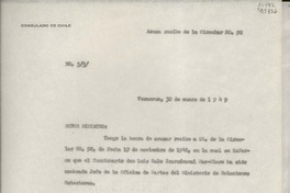 [Oficio] N° 33, 1949 ene. 30, Veracruz, [México] [al] Señor Ministro de Relaciones Exteriores, Santiago de Chile