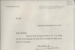 [Oficio] N° 55, 1949 ene. 30, Veracruz, [México] [al] Señor Ministro de Relaciones Exteriores, Santiago de Chile