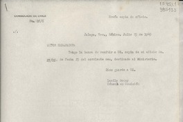 [Oficio] N° 286, 1949 jul. 25, Jalapa, Ver., México [al] Señor Embajador de Chile en México