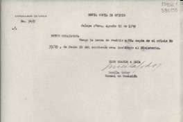 [Oficio] N° 349, 1949 ago. 22, Jalapa, Ver., México [al] Señor Embajador de Chile en México