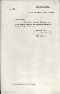 [Oficio] N° 4212, 1949 oct. 31, Jalapa, Ver., México [al] Señor Embajador de Chile en México