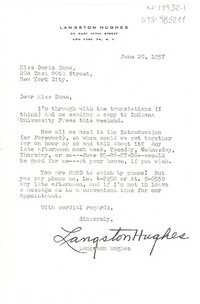 [Carta] 1957 jun. 20, [New York, Estados Unidos] [a] Doris Dana, New York, [Estados Unidos]