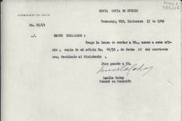 [Oficio] N° 4514, 1949 dic. 17, Veracruz, Ver., [México] [al] Señor Embajador de Chile en México