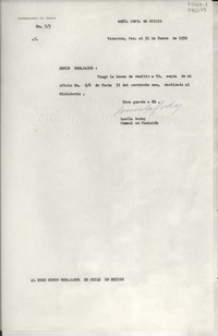 [Oficio] N° 73, 1950 ene. 31, Veracruz, Ver., [México] [al] Exmo. Señor Embajador de Chile en México