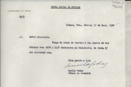 [Oficio] N° 125, 17 mayo 1950, Jalapa, Ver., México [al] Señor Embajador de Chile en México