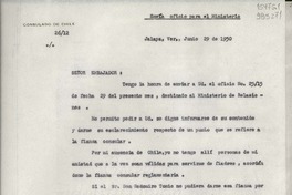 [Oficio] N° 2612, 1950 jun. 29, Jalapa, Ver., México [al] Señor Embajador de Chile