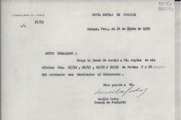 [Oficio] N° 3113, 1950 jul. 14, Jalapa, Ver., México [al] Señor Embajador de Chile en México