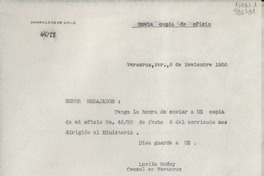 [Oficio] N° 4718, 1950 nov. 6, Veracruz, Ver., [México] [al] Señor Embajador de Chile en México