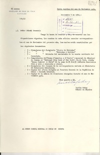 [Oficio] N° 12012, 1951 dic. 4, Nápoles, [Italia] [al] Señor Cónsul General de Chile en Génova, [Italia]