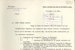 [Oficio] N° 12012, 1951 dic. 4, Nápoles, [Italia] [al] Señor Cónsul General de Chile en Génova, [Italia]