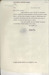 [Oficio] N° 58, 1952 jun. 13, Nápoles, [Italia] [al] Señor Tesorero General de la República de Chile