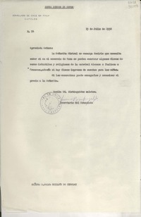 [Oficio] N° 84, 1952 jul. 15, Nápoles, Italia [a] Señora Palma Guillén de Nicolau