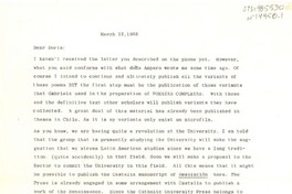 [Carta] 1968 mar. 12, [Estados Unidos] [a] Doris [Dana]