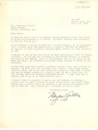 [Carta] 1950 apr. 19, Winona Lake, Indiana, [Estados Unidos] [a] Gabriela Mistral, Jalapa, Veracruz, México