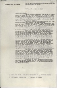 [Oficio] 1937 mayo 12, Lisboa, [Portugal] [al] Señor Don Juvenal Hernández, Presidente de la Comisión Chilena de Cooperación Intelectual, Santiago de Chile