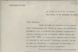 [Oficio] 1937 nov. 28, San Pablo, [Brasil] [al] Señor Ministro de Relaciones Exteriores