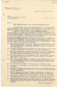[Carta] 1944 jun. 26, Santiago, [Chile] [al] Señor Sub-Secretario del Interior, [Chile]