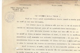 [Carta] 1945 ene. 3, [Brasil] [a] Señor Manuel Olarra, Tacuarí 328, Buenos Aires