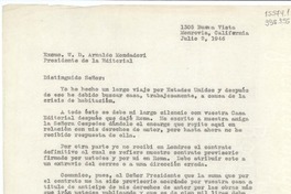 [Carta] 1946 jul. 2, Monrovia, California, [Estados Unidos] [a] Excmo. W. D. Arnaldo Mondadori