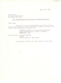 [Carta] [1969 apr. 19], [Estados Unidos] [a] Joan [Daves]