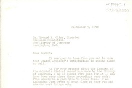 [Carta] 1970 sep. 7, Bridgehampton,New York, [Estados Unidos] [a] Howard F. Cline, [Washington, Estados Unidos]