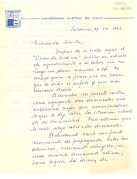 [Carta] 1963 ago. 27, Valdivia, [Chile] [a] [Doris Dana]