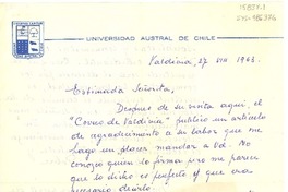[Carta] 1963 ago. 27, Valdivia, [Chile] [a] [Doris Dana]