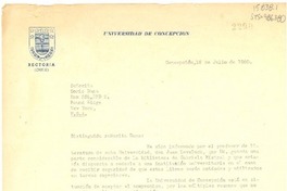 [Carta] 1960 jul. 18, Concepción, [Chile] [a] Doris Dana, Pound Ridge, New York, U.S.A.