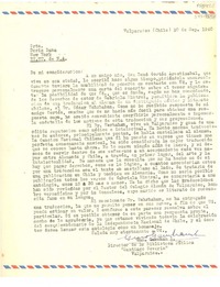 [Carta] 1960 sep. 20, Valparaíso, Chile [a] Doris Dana, New York, E.E.U.U. de N.A.
