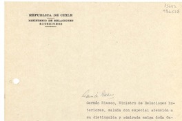 [Carta] 1948 jul. 16, República de Chile, Ministerio de Relaciones Exteriores, Santiago, Chile [a] Doña Gabriela Mistral, Cónsul de Chile en Santa Bárbara, [EE.UU.]