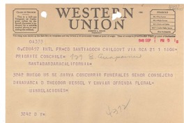 [Telegrama] 1948 Sept. 1, Santiago, [Chile] [al] Con. Chile, Santa Barbara, California, [EE.UU.]