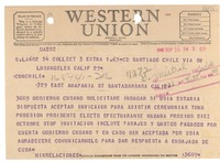 [Telegrama] 1948 Sept. 29, Santiago, [Chile] [al] Con. Chile, 729 East Anapania [Anapamu] St., Santa Barbara, Calif., [EE.UU.]