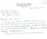 [Carta] 1965 aug. 28, Blauvelt, [New York, Estados Unidos] [a] miss Joan Daves