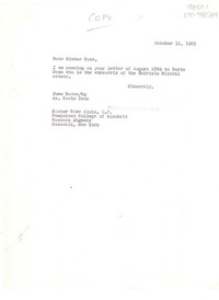 [Carta] 1965 oct. 11, [Estados Unidos] [a] sister. Rose Aquin, o.p., Blauvelt, New York, [Estados Unidos]