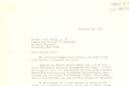 [Carta] 1965 oct. 15, Pound Ridge, New York, [Estados Unidos] [a] sister. Rose Aquin, o.p., Blauvelt, New York, [Estados Unidos]