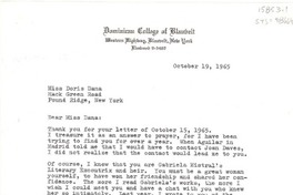 [Carta] 1965 oct. 19, Blauvelt, New York, [Estados Unidos] [a] Doris Dana, Pound Ridge, New York, [Estados Unidos]