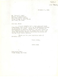 [Carta] 1965 nov. 7, Pound Ridge, New York, [Estados Unidos] [a] Robert W. Hill, New York, [Estados Unidos]
