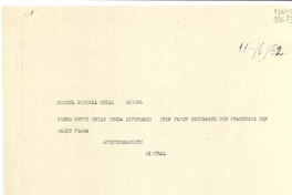 [Carta] 1952 jun. 11, [Italia] [a] Señor Cónsul General de Chile, Genova