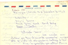 [Carta] 1966 dic. 12, Rancagua, Chile [a] Doris Dana, Pound Ridge, [Estados Unidos]