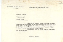 [Carta] 1952 nov. 28, Consulado de Chile, Nápoles, Italia [a la] Compañía Editora "Espasa Calpe", Buenos Aires, Argentina