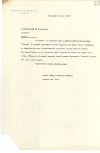 [Carta] 1952 dic. 15, Napoli, [Italia] [a] Spett Societá di Navigazione Italia, Napoli