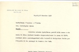 [Carta] 1952 dic. 16, Napoli, [Italia] [a] Spett Banca D'America e D'Italia, Sez. Portafoglio Estero, Napoli