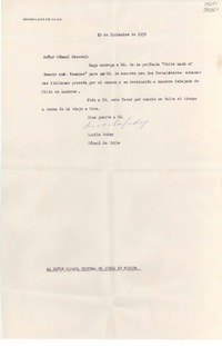 [Carta] 1952 dic. 29, [Italia] [al] Señor Cónsul General de Chile en Genova