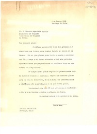 [Carta] 1966 ene. 4, Santiago, Chile [a] Eduardo Sepúlveda Whittle, Intendente de Coquimbo, Intendencia de Coquimbo, La Serena, [Chile]