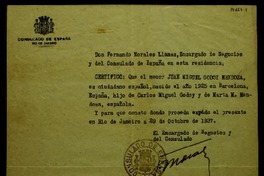 Certificados de nacionalidad española de Juan Miguel Godoy