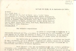 [Carta] 1948 sept. 21, Santiago, Chile [a los] Señores Juan Guzmán Cruchaga ... [et al.], Caracas, [Venezuela]