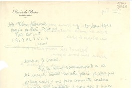 [Carta] 1934 mars 20, Bureou de Poste - Principal, Poste Rest ante, Casablanca, [Marruecos] [al] Monsieur le Consul