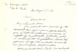 [Carta] 1957 ene. 6, Santiago, Chile [a] Doris Dana, [New York, Estados Unidos].